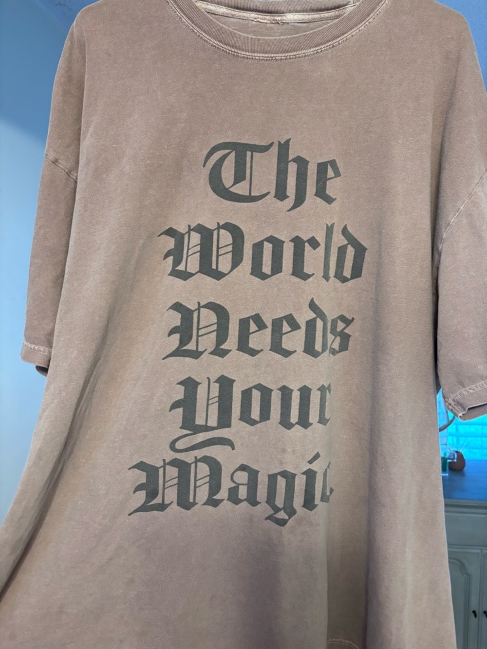 Dressed in LALA Brown Graphic Tee "The World Needs Your Magic"